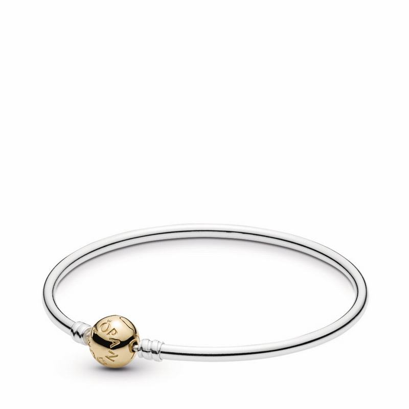 Pandora Silver Bangle Charm Bracelet With 14k Gold Clasp - Two Tone - Canada | TQ2630VJ